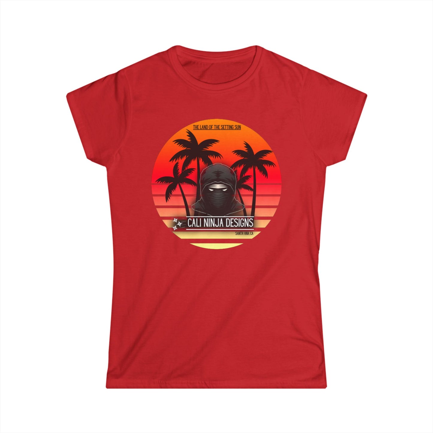 Ninja Sunset Tee — Retro Palm Beach Graphic Women’s T-Shirt