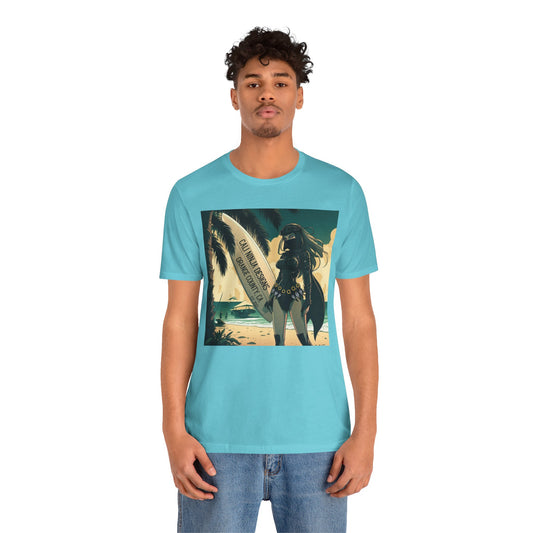 Beach Kunoichi Tee – Retro Hawaiian Surfboard Graphic T-Shirt