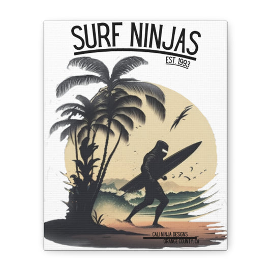 Surf Ninjas Canvas Wall Art — Vintage Surfing Palm Beach Print