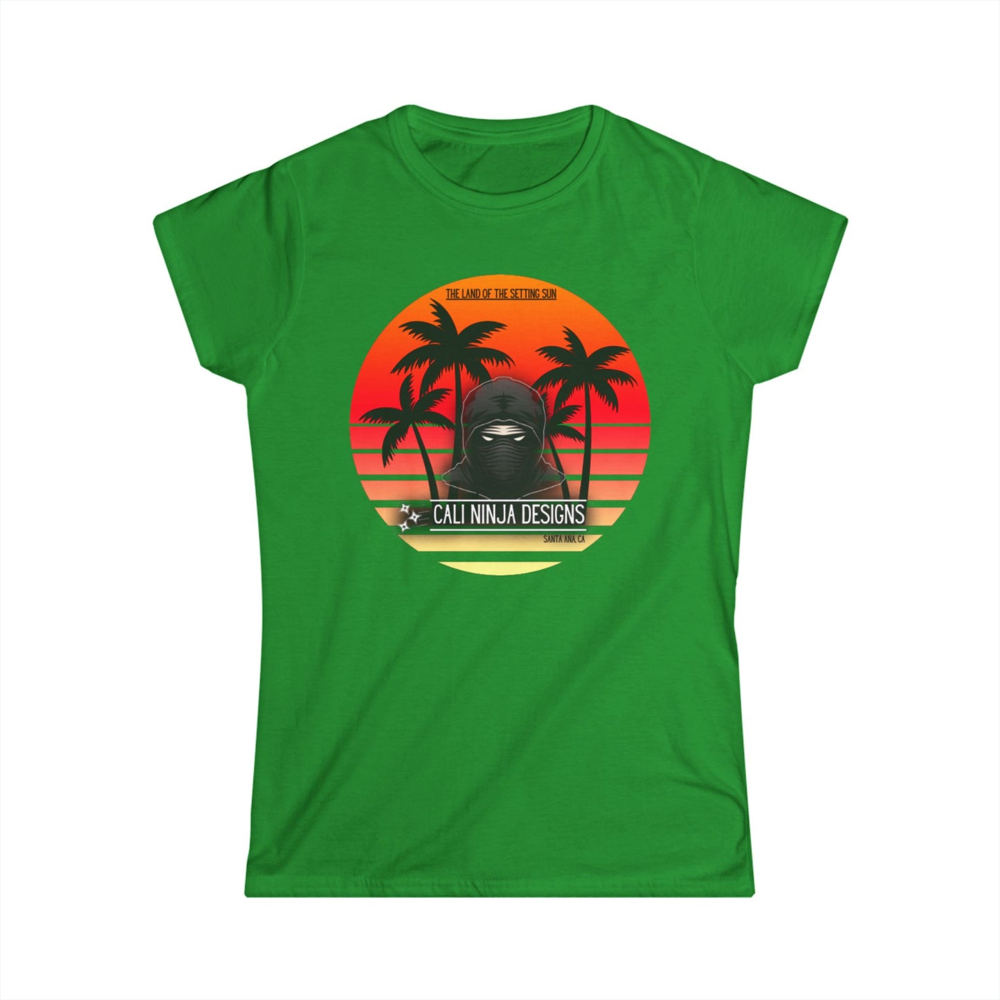 Ninja Sunset Tee — Retro Palm Beach Graphic Women’s T-Shirt