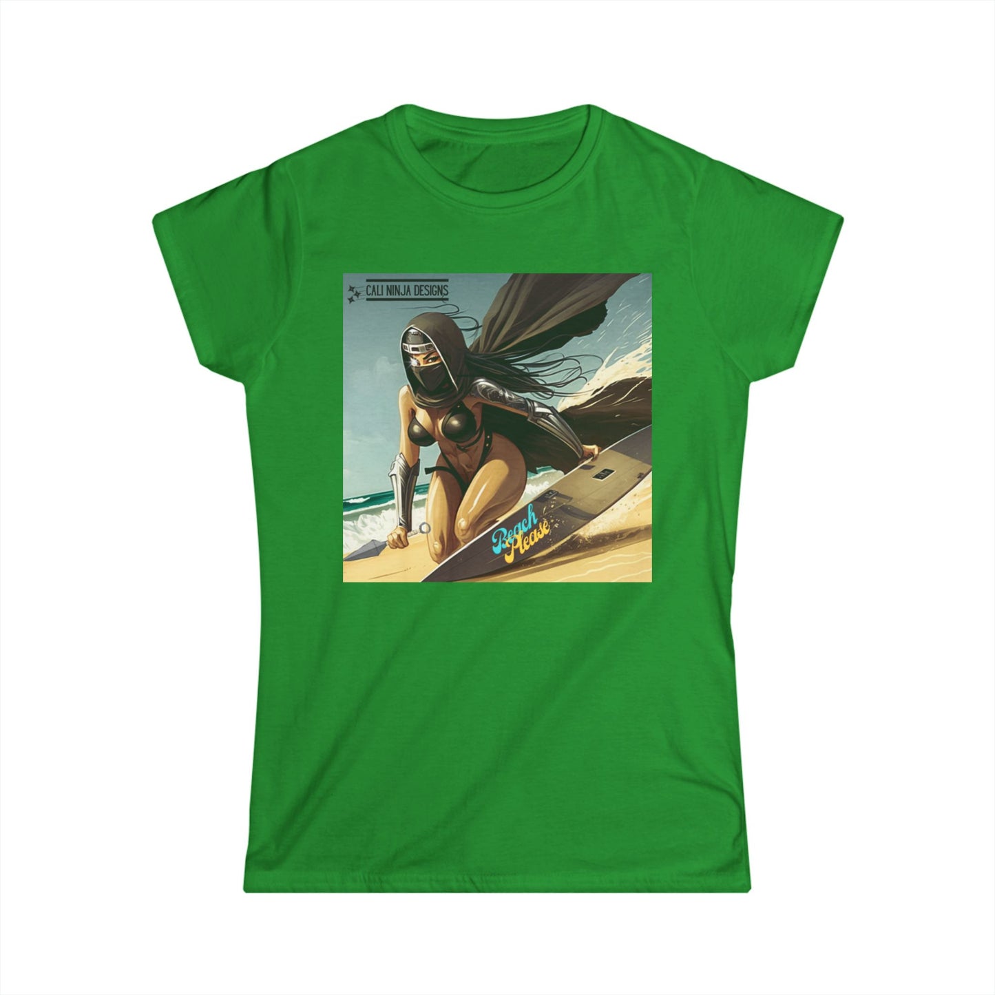 Surf Kunoichi Women's Tee — Retro Beach Pinup Artwork