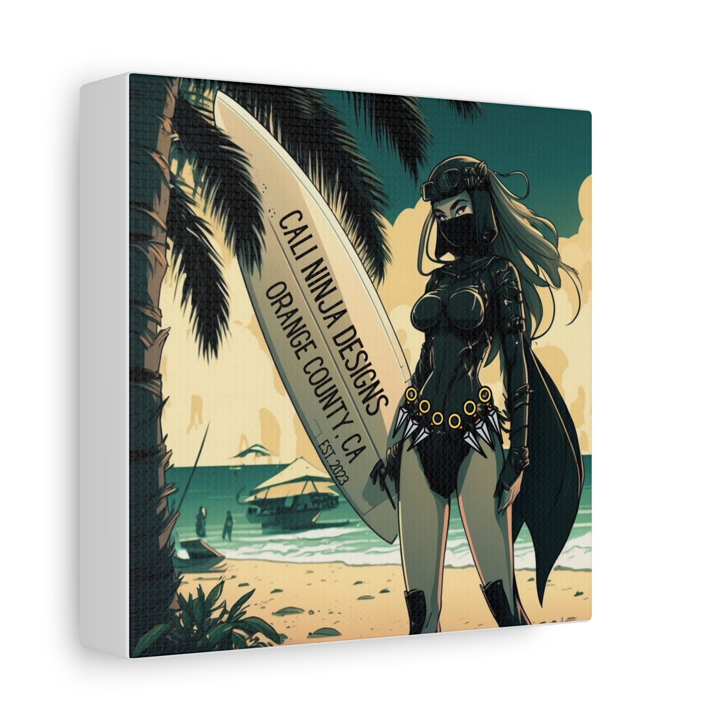 Beach Kunoichi Canvas Wall Art — 'Cali Ninja Designs, Orange County, CA' Matte Stretched Canvas