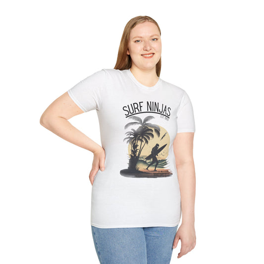 Surf Ninjas T-Shirt – Retro Palm Tree Surfer Tee