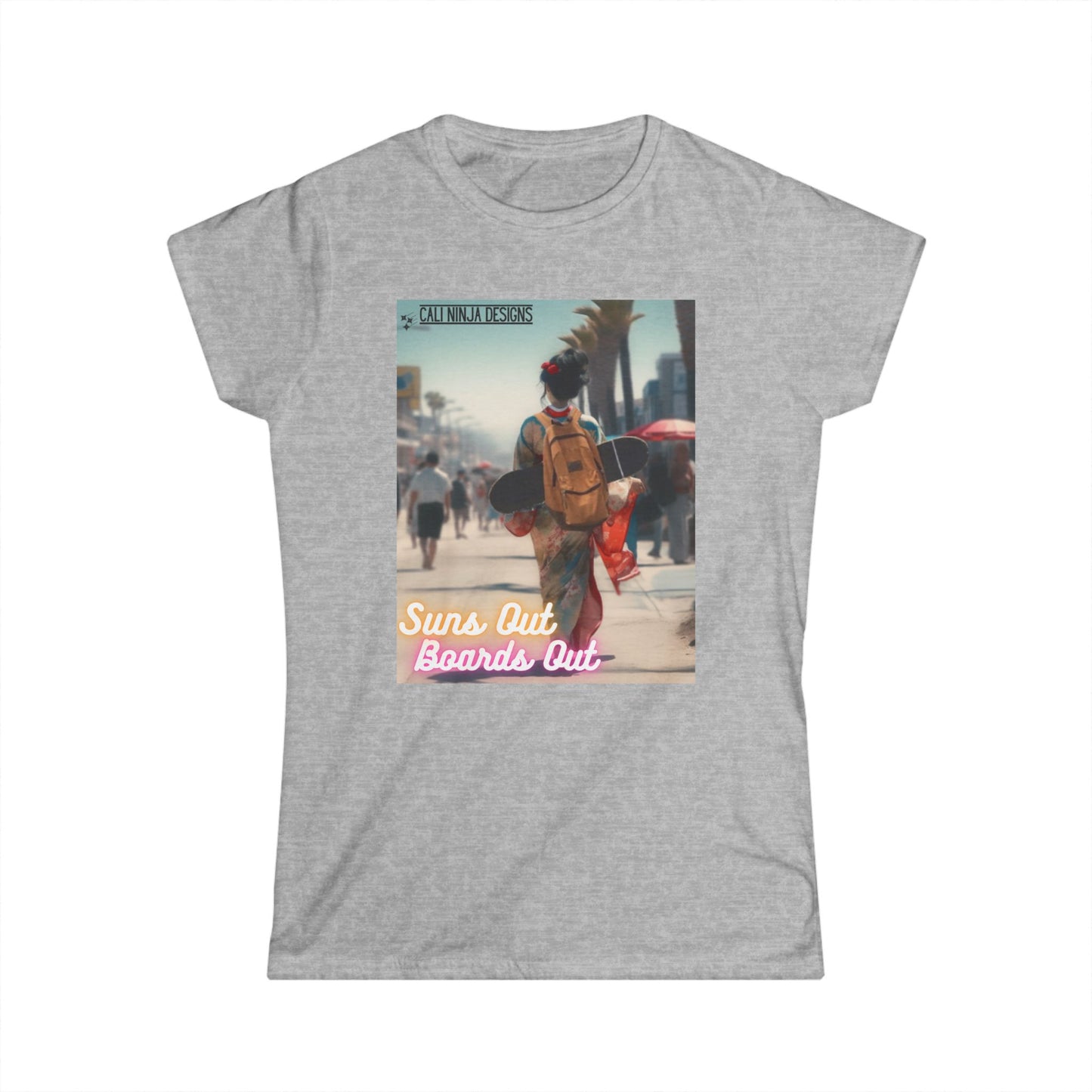 Suns Out Boardrs Out Women's Tee — Retro Surf Skate Beach Graphic