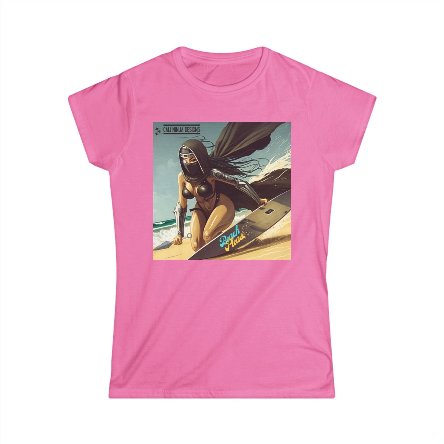 Surf Kunoichi Women's Tee — Retro Beach Pinup Artwork
