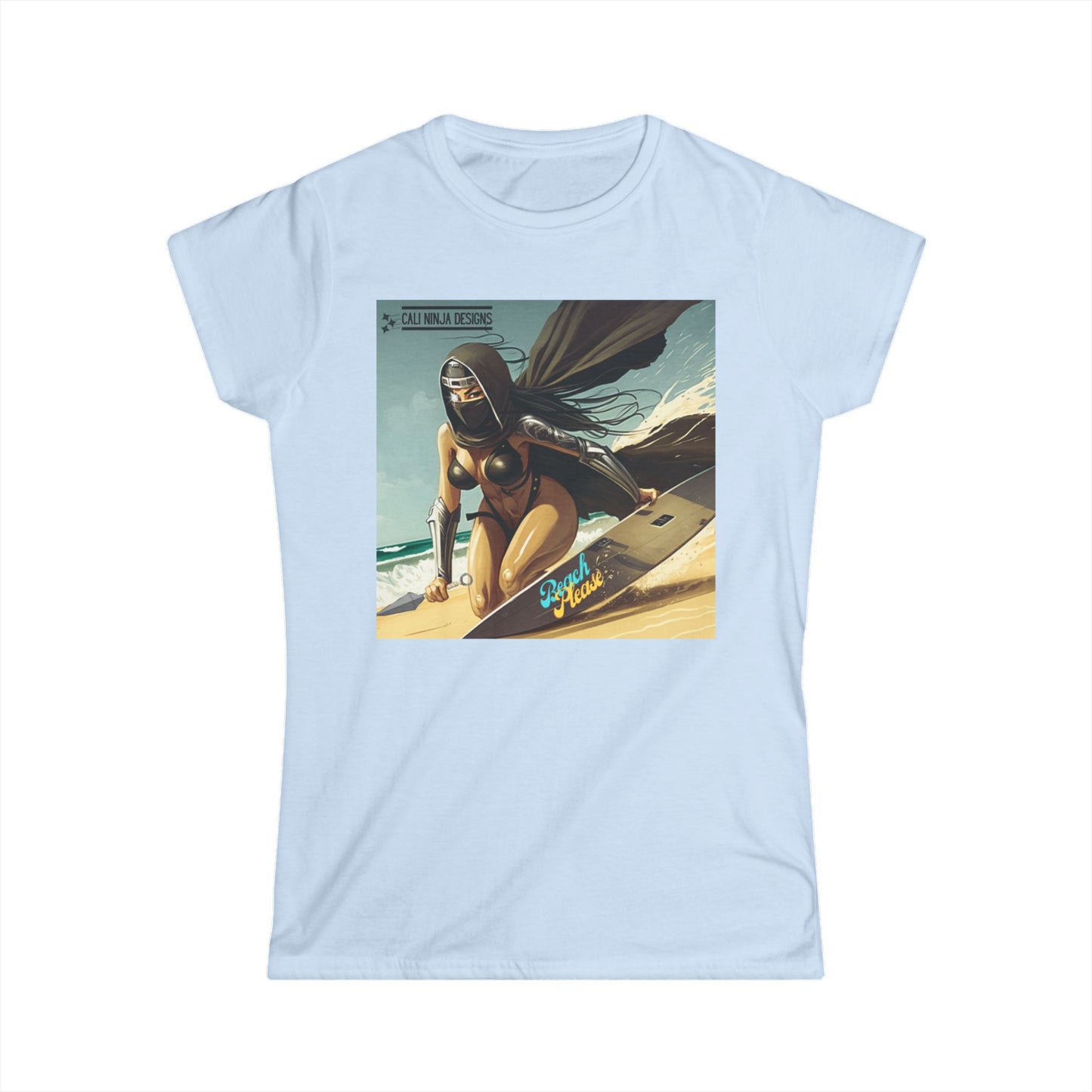 Surf Kunoichi Women's Tee — Retro Beach Pinup Artwork