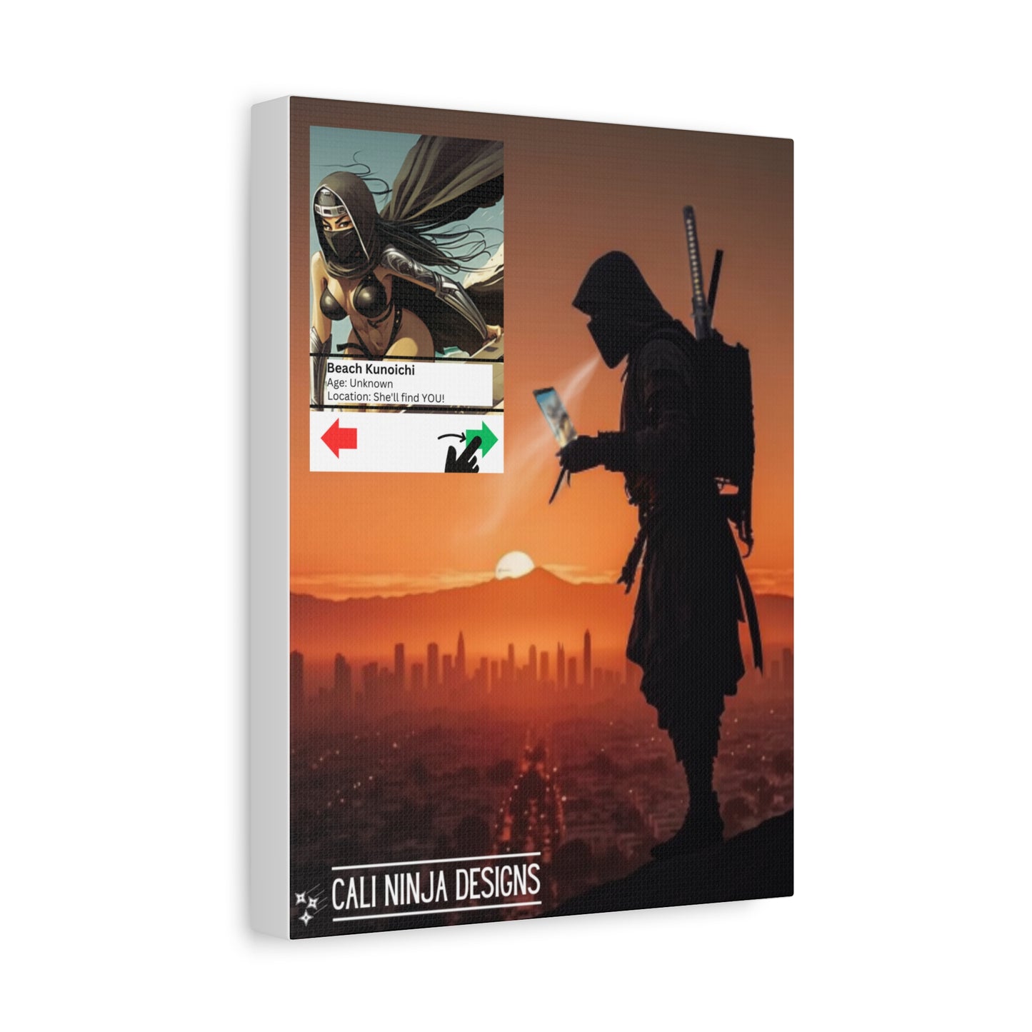 Swipe Right - Ninja Sunset Matte Canvas Wall Art