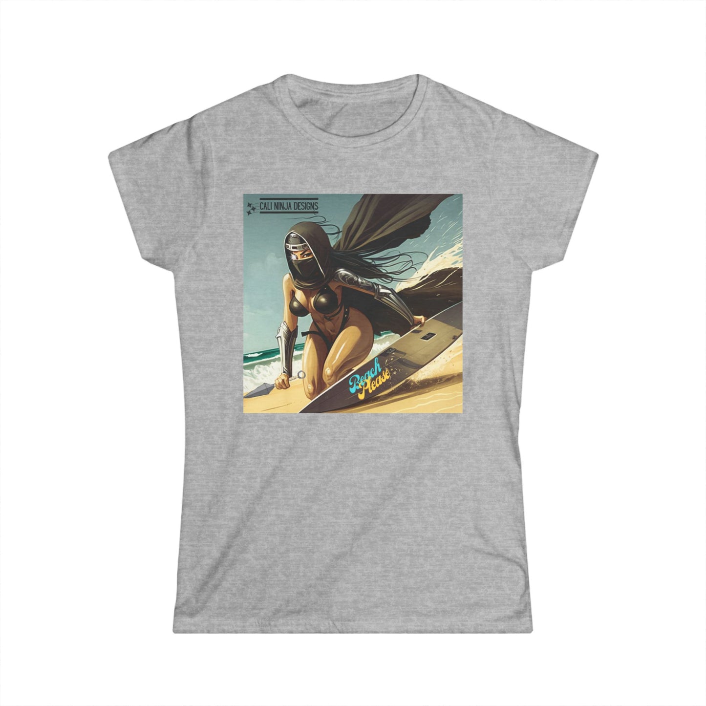 Surf Kunoichi Women's Tee — Retro Beach Pinup Artwork