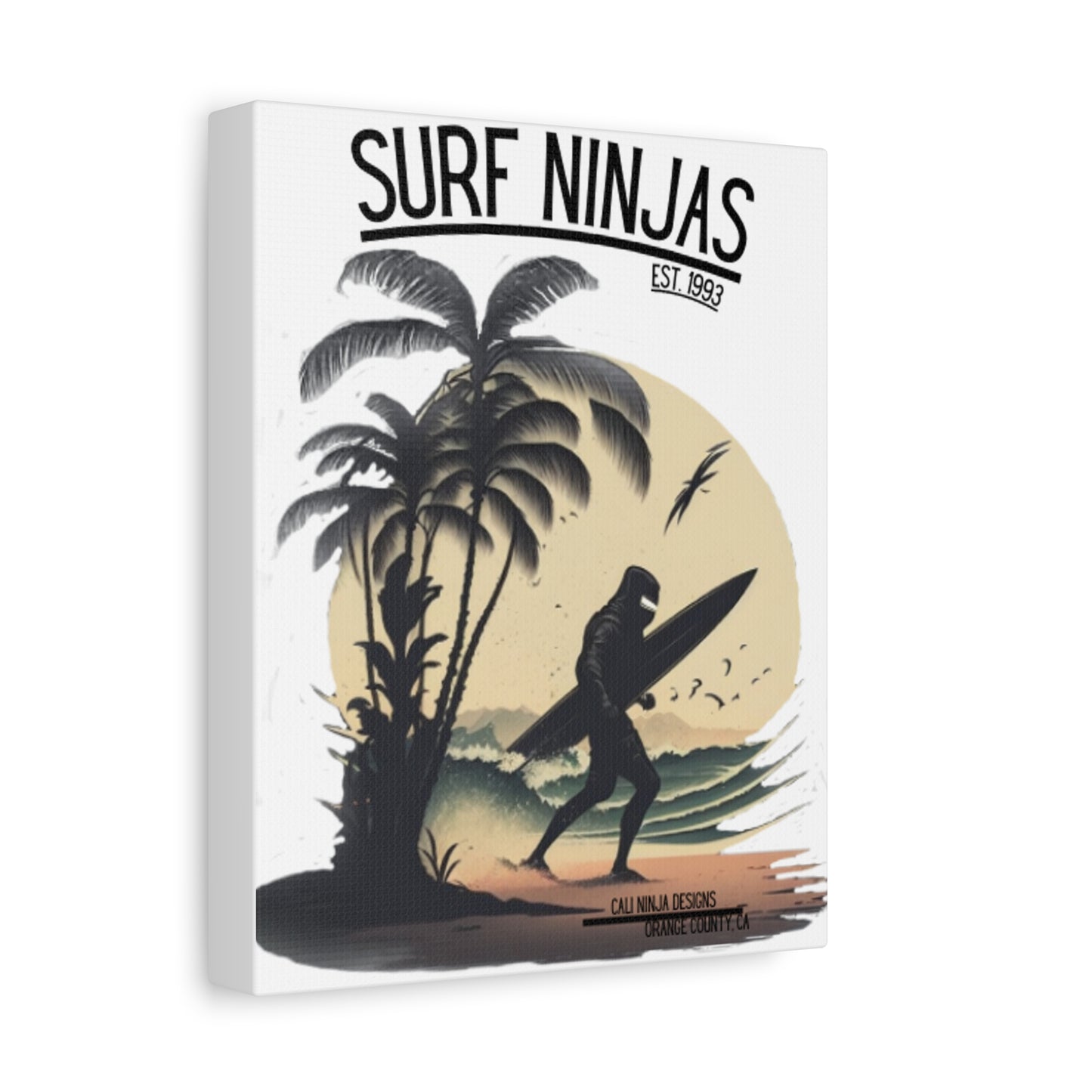Surf Ninjas Canvas Wall Art — Vintage Surfing Palm Beach Print