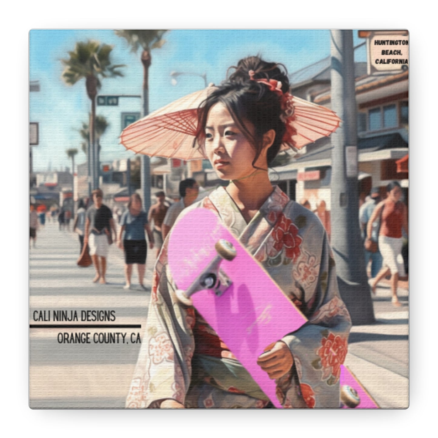 Skateboard Geisha Wall Art – Asian Street Style Surf Skate Print