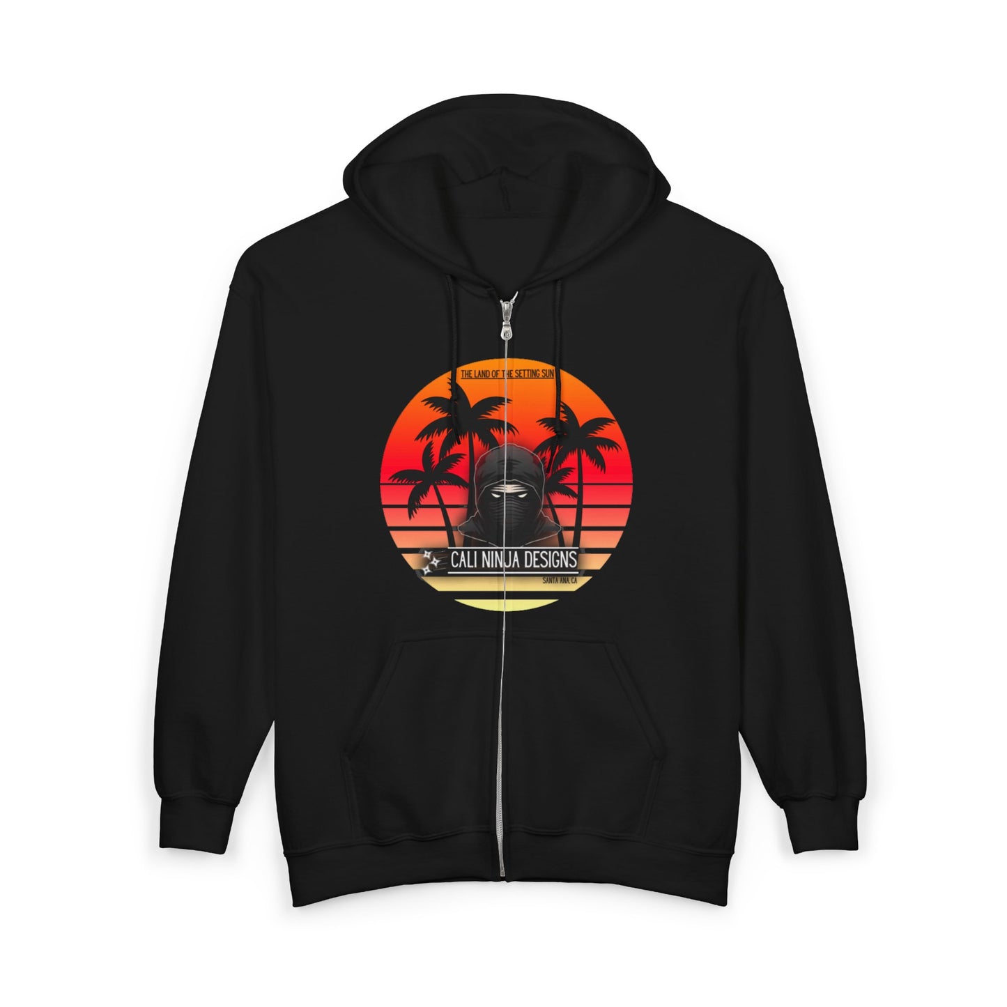 Cali Ninja Designs Logo Zip Hoodie – Tropical Beach Vintage Graphic