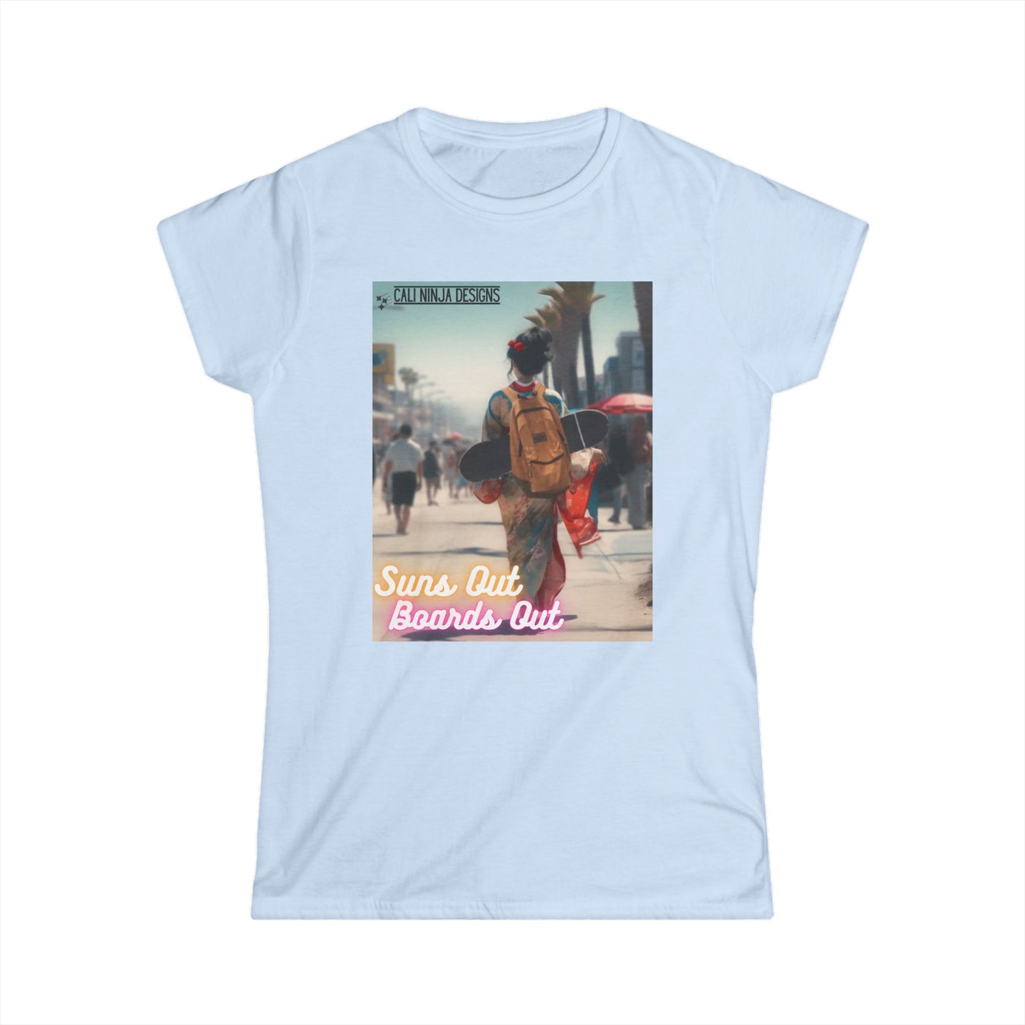 Suns Out Boardrs Out Women's Tee — Retro Surf Skate Beach Graphic