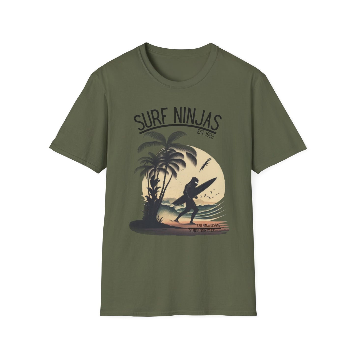 Surf Ninjas T-Shirt – Retro Palm Tree Surfer Tee