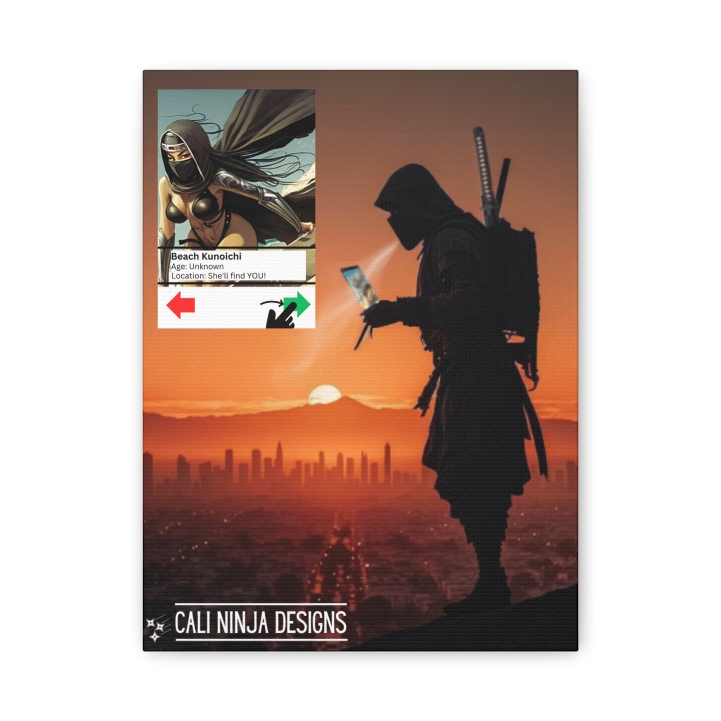 Swipe Right - Ninja Sunset Matte Canvas Wall Art