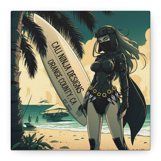 Beach Kunoichi Canvas Wall Art — 'Cali Ninja Designs, Orange County, CA' Matte Stretched Canvas