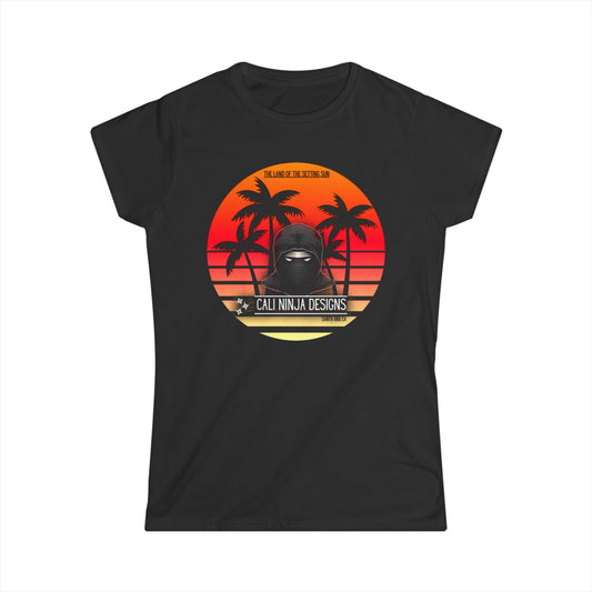 Ninja Sunset Tee — Retro Palm Beach Graphic Women’s T-Shirt