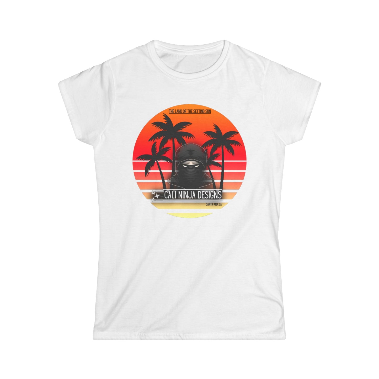 Ninja Sunset Tee — Retro Palm Beach Graphic Women’s T-Shirt